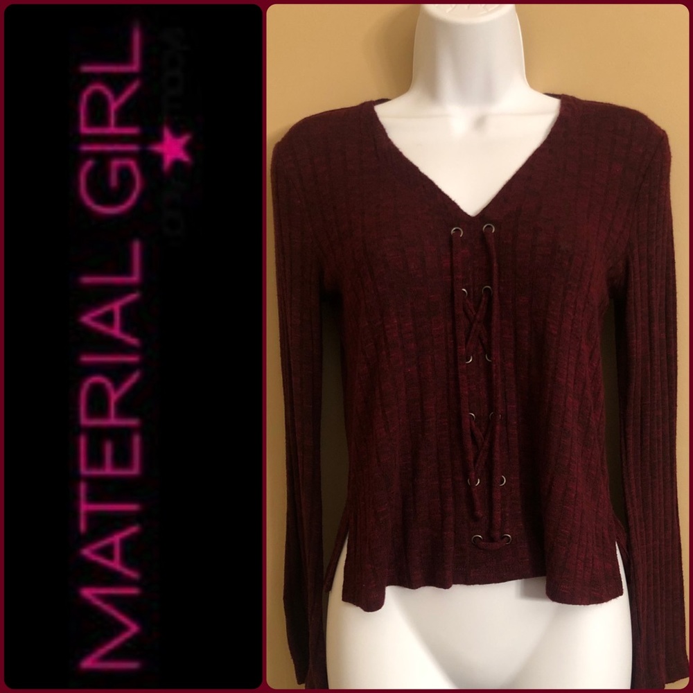 🔥EUC🔥Material Girl Lace Up Bell Sleeve Top